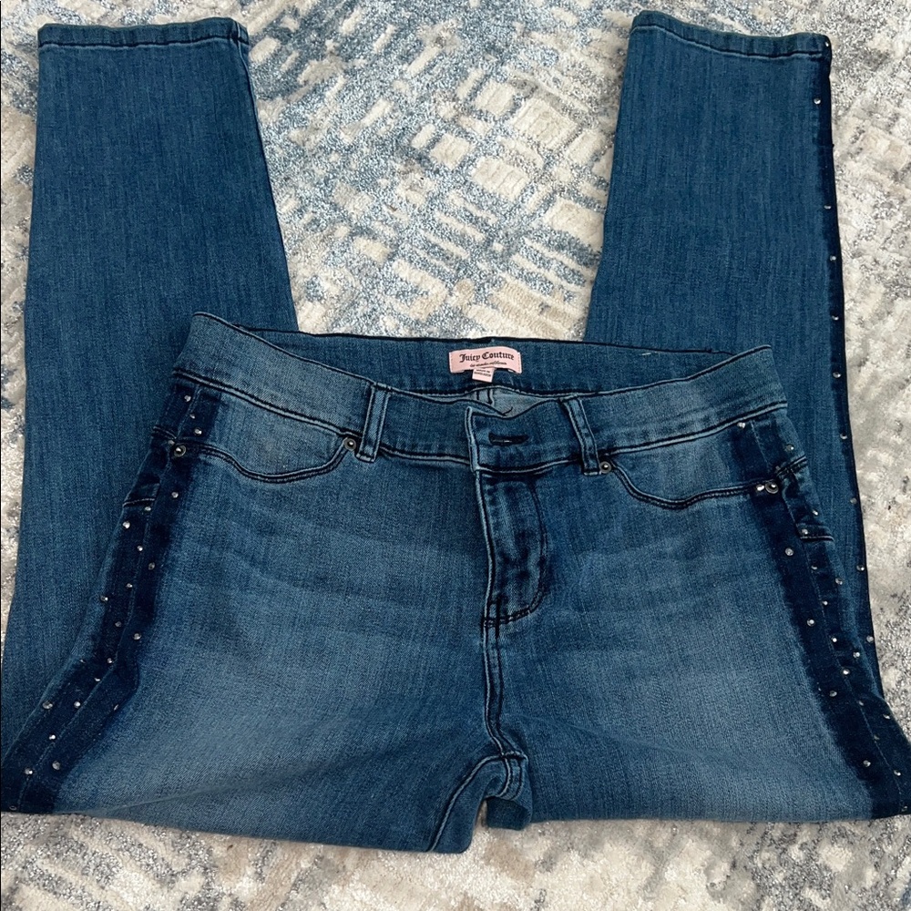Juicy Couture Blue Straight Leg Jeans with Side Embellishments